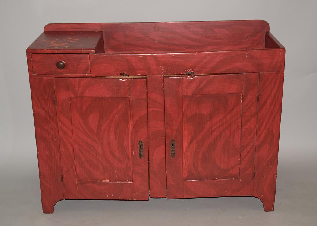 Painted red 19th c. dry sink (1 of 7)