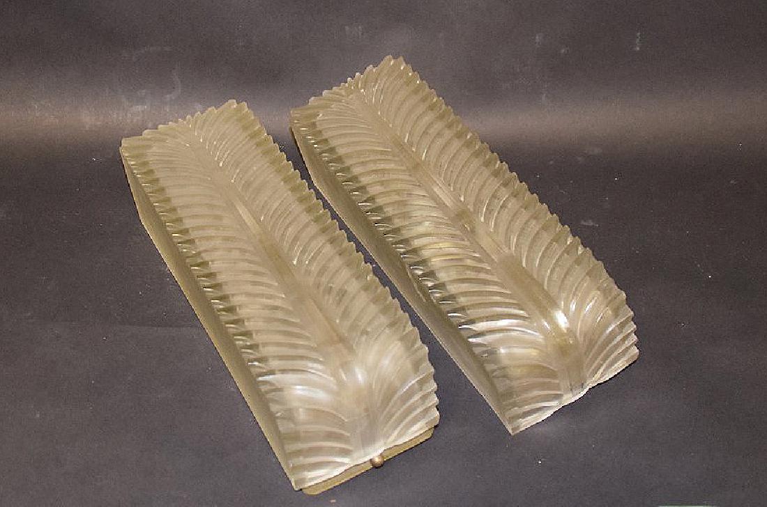 Art Deco modern frosted glass wall sconces, 12 1/4"h x (1 of 4)