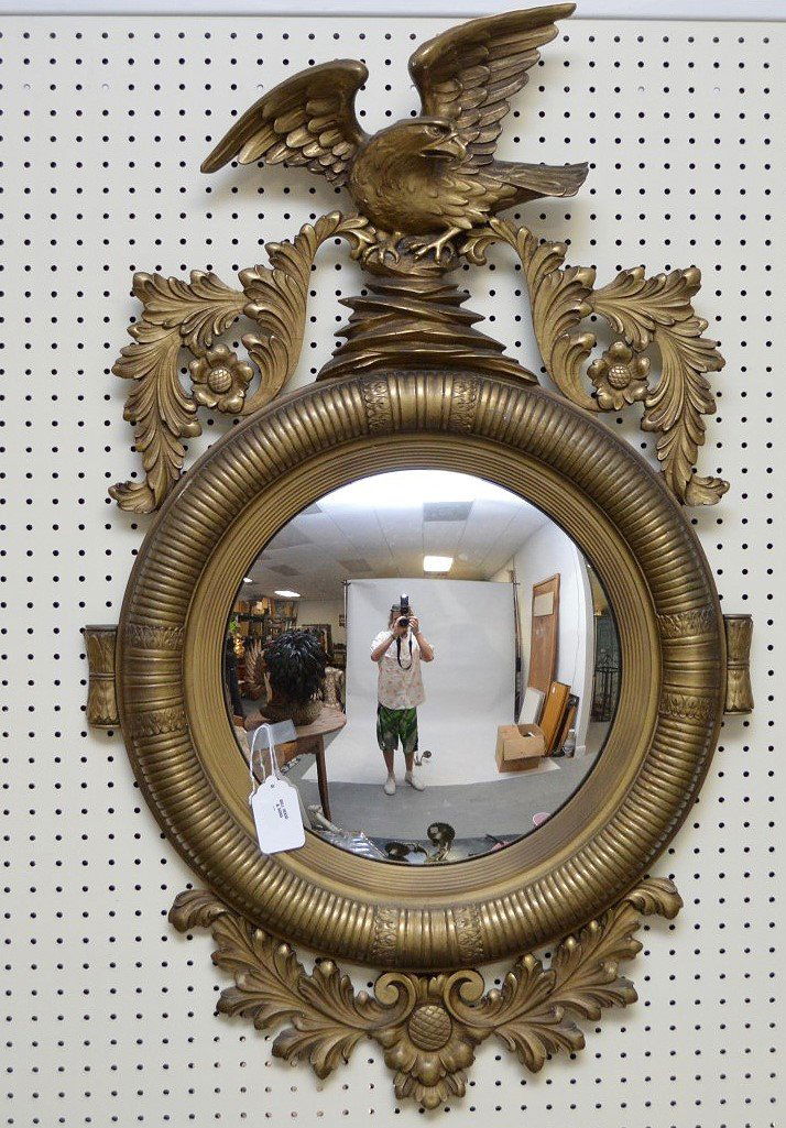 Antique Convex Federal style mirror, Eagle and Acanthus (1 of 3)