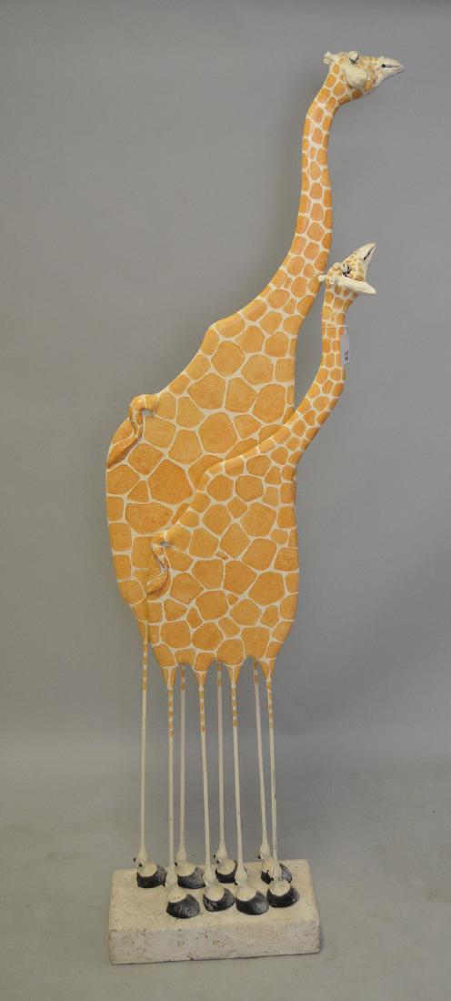 Todd Warner, American born 1945, Giraffe Sculpture,: Todd Warner, American born 1945, Giraffe Sculpture, Size: 76” X 17”, painted wood Provenance: purchased from artist