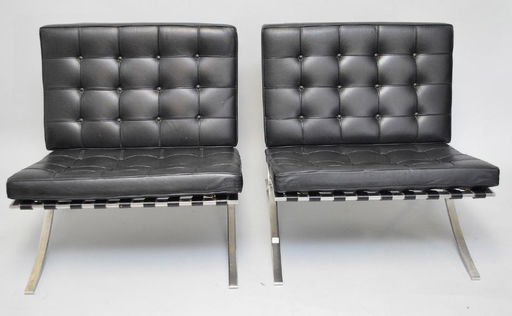 Pr Barcelona Chairs 2 Black Leather Chrome X Form Jun 19 2018 Bill Hood Sons Art Antique Auctions In Fl