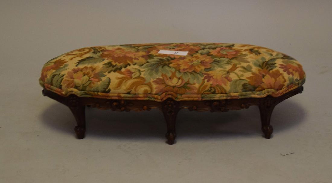 Louis XV style upholstered foot stool, six c-scroll (1 of 3)