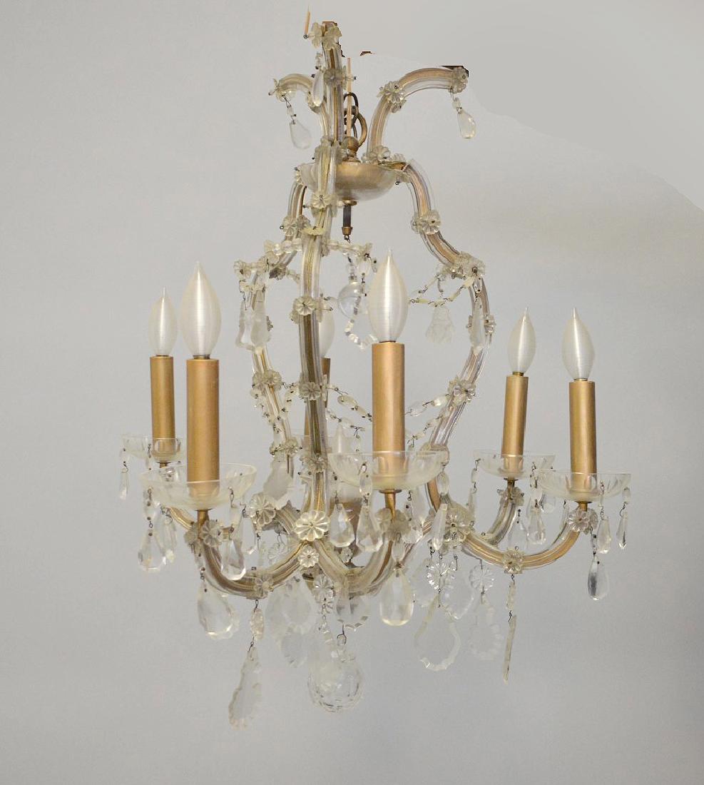 Chandelier with crystal prisms (27"h x 26"w) and 6 (1 of 7)
