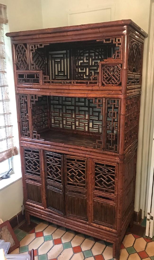 VINTAGE BAMBOO ETAGERE, with two shelves over two (1 of 6)