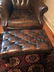 CHESTERFIELD BROWN LEATHER WING BACK CHAIR & OTTOMAN, - 2