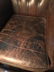 CHESTERFIELD BROWN LEATHER WING BACK CHAIR & OTTOMAN, - 4