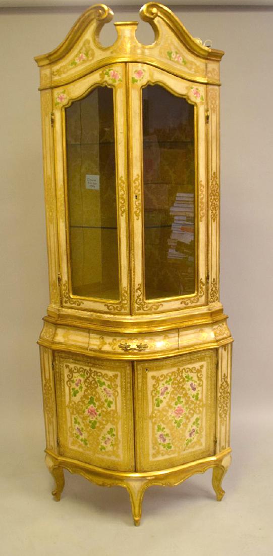 Venetian style corner cabinet, hand painted, glass (1 of 4)
