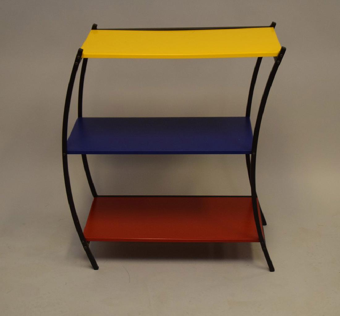 3 tier colored metal shelving/table, Denmark, 31"h x (1 of 4)