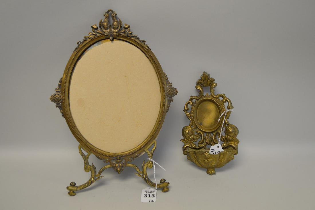 TWO BRONZE FRAMES - Standing frame 14" H, holds oval 8 (1 of 5)