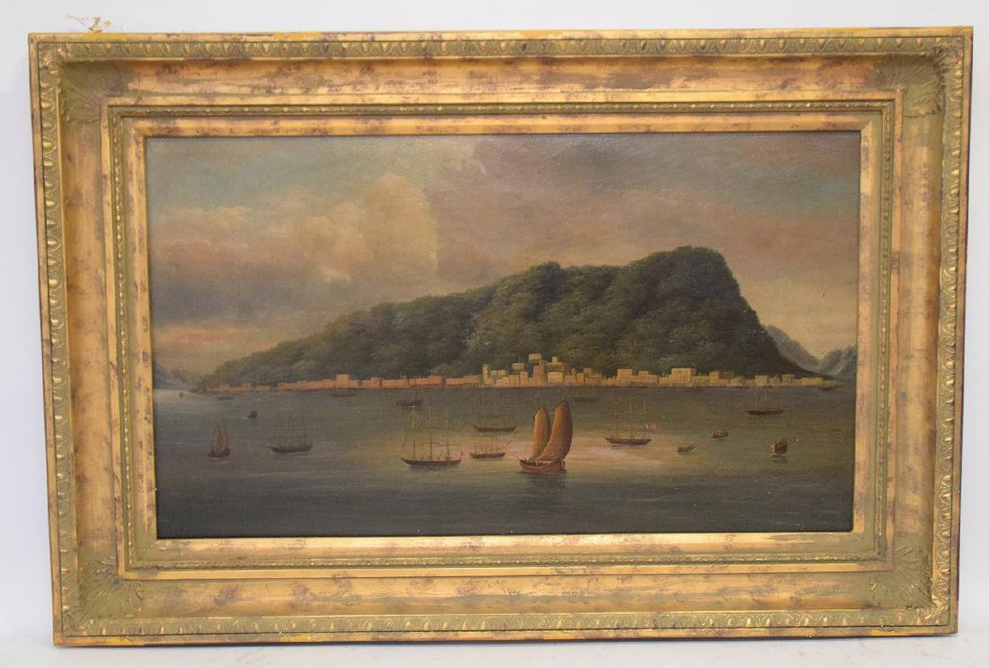 China Trade style Painting, oil on canvas, 20th (1 of 3)