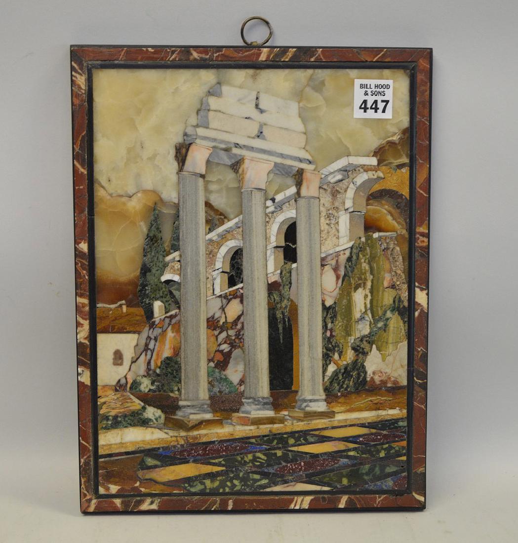 ANTIQUE PIETRA DURA PLAQUE depicting ruins scene. (1 of 5)