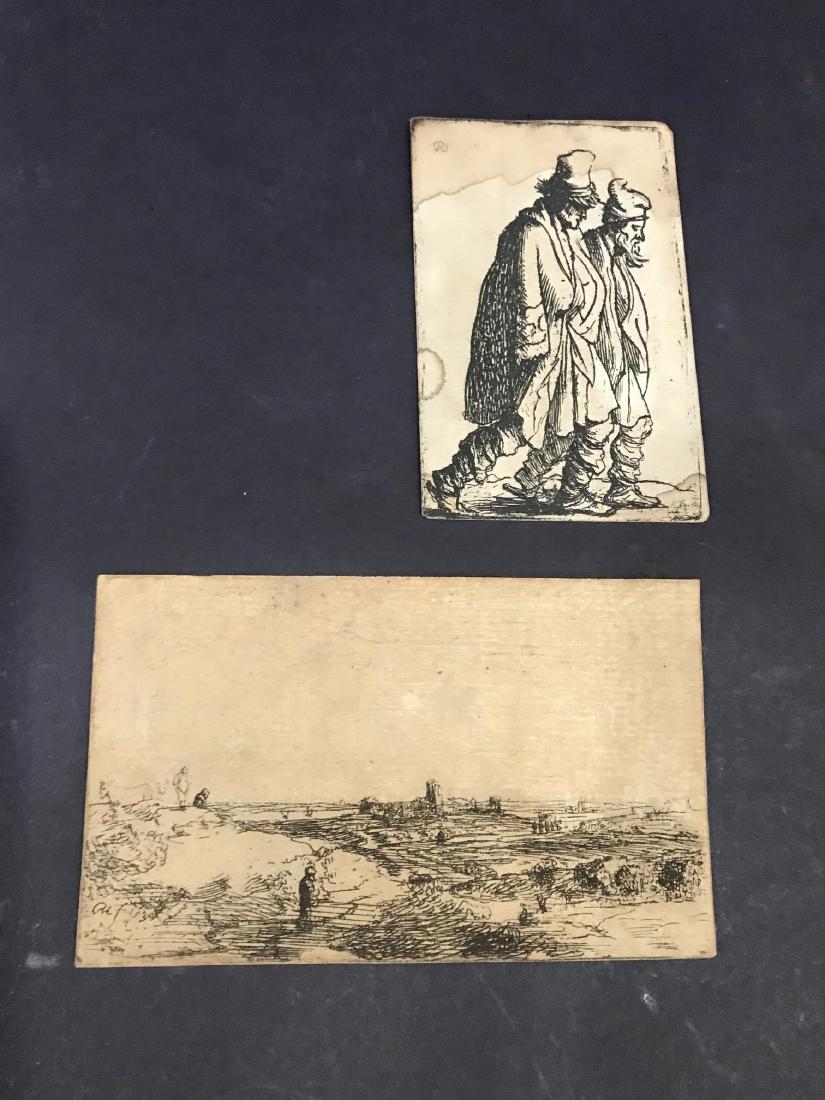 Rembrandt etching , Landscape, print size 2-7/8 x 4-3/4 (1 of 5)