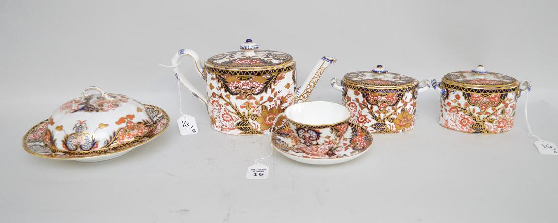 6 PIECES ROYAL CROWN DERBY IMARI PORCELAIN.  Teapot Ht. (1 of 5)