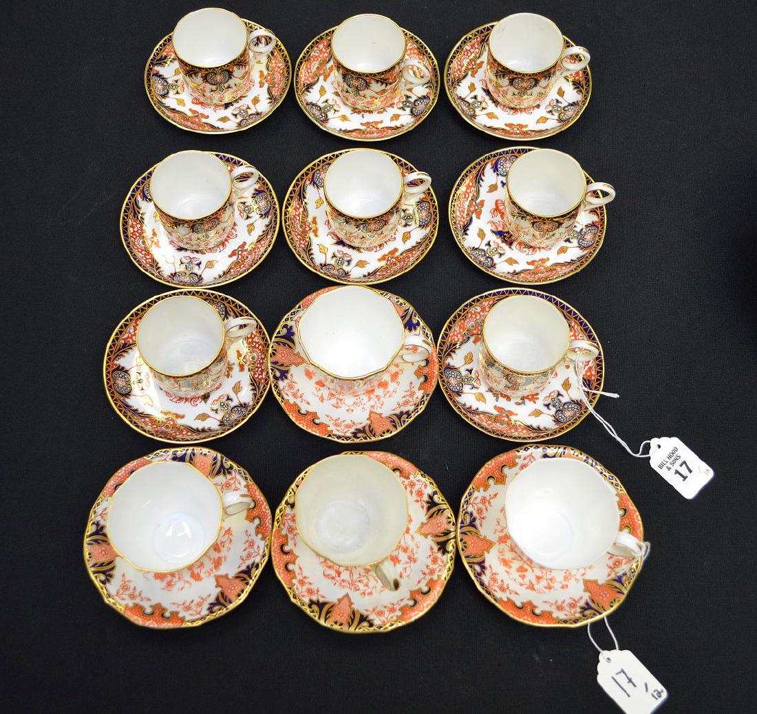 12 ROYAL CROWN DERBY CUPS & SAUCERS.  8 Cups Ht. 2 1/4" (1 of 5)