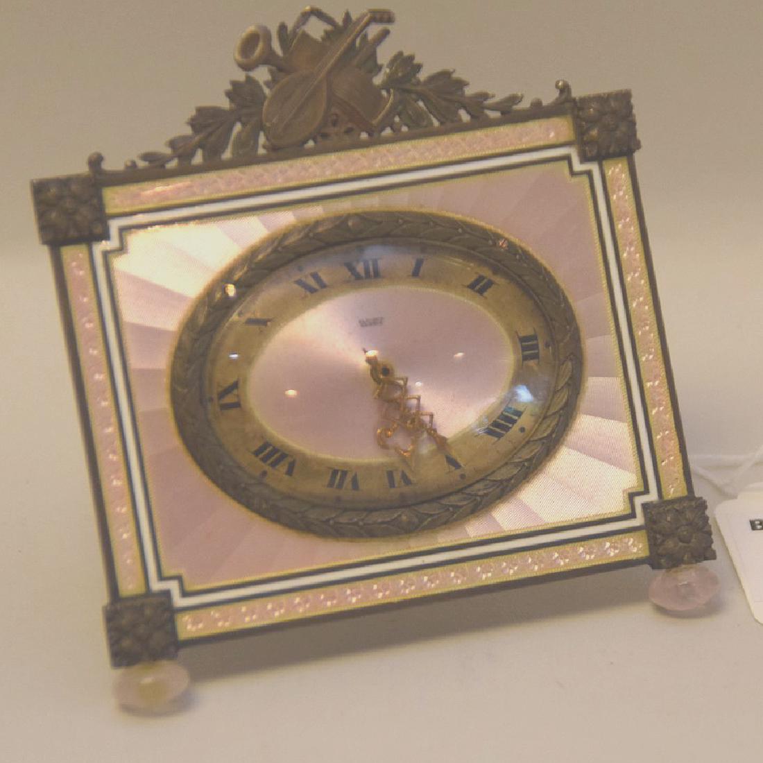 ANTIQUE BRONZE & ENAMEL GENEVA SWISS DESK CLOCK. (1 of 4)