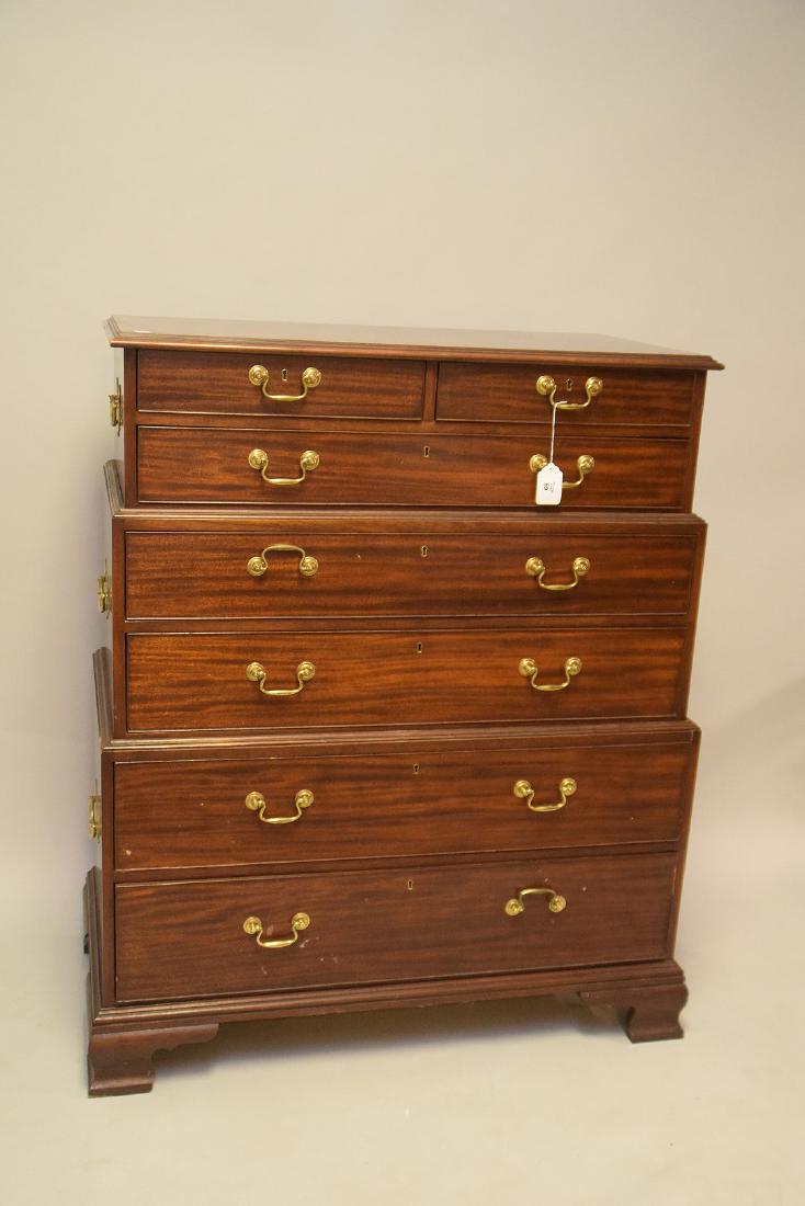 Baker mahogany 7 drawer chest in three sections, 54"h x (1 of 4)