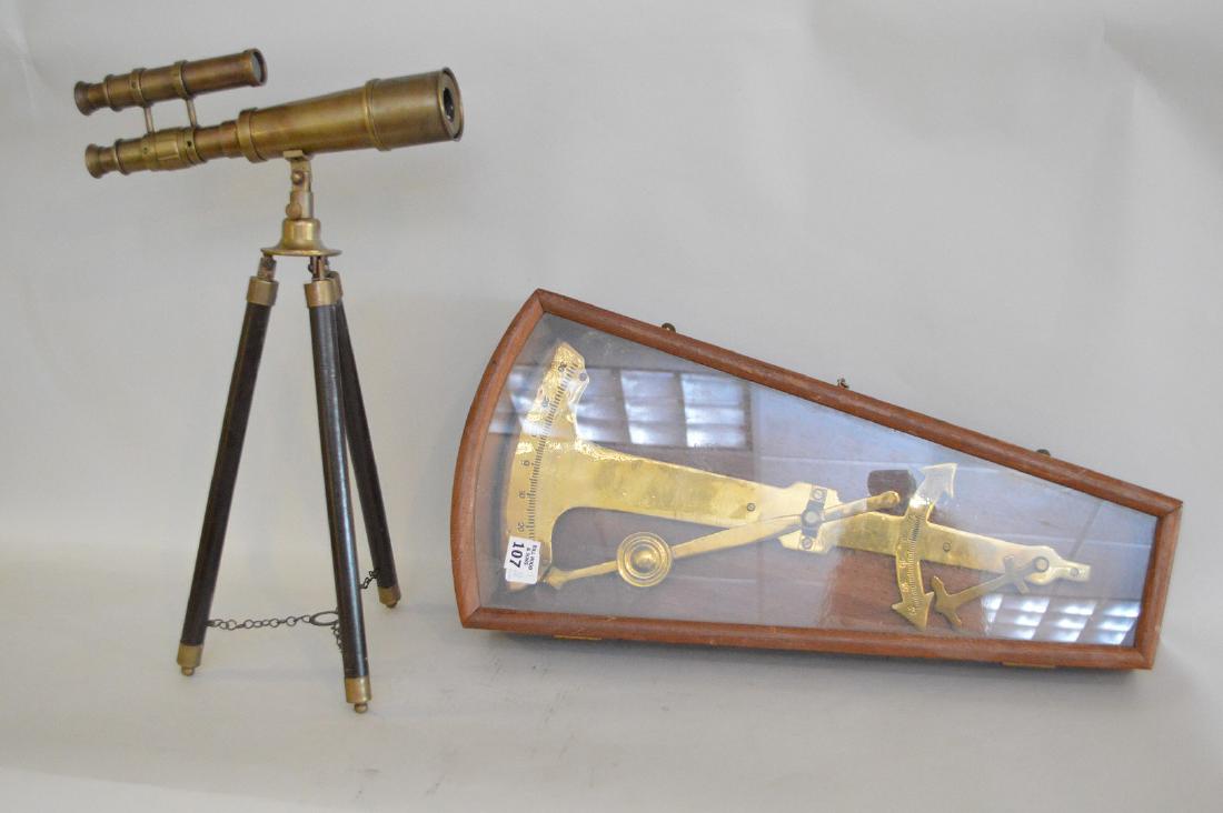 Framed /cased brass nautical instrument with 2 pc. (1 of 6)