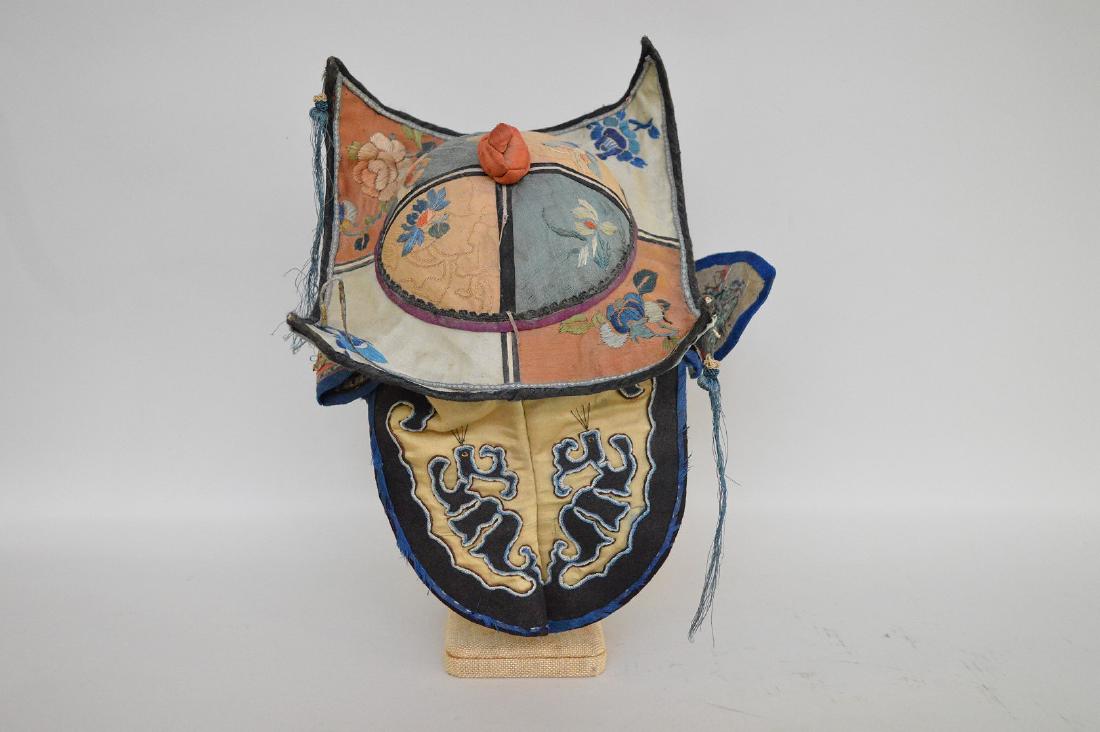 Embroidered ceremonial Tibetan multi colored hat: Embroidered ceremonial Tibetan multi colored hat