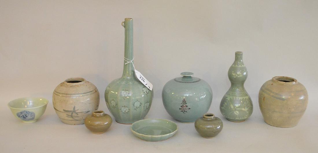 9 pieces Chinese Celadon and 2 pottery jars (1 of 5)