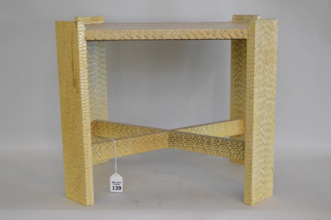 Karl Springer diminutive snake skin side table, 18" x (1 of 7)