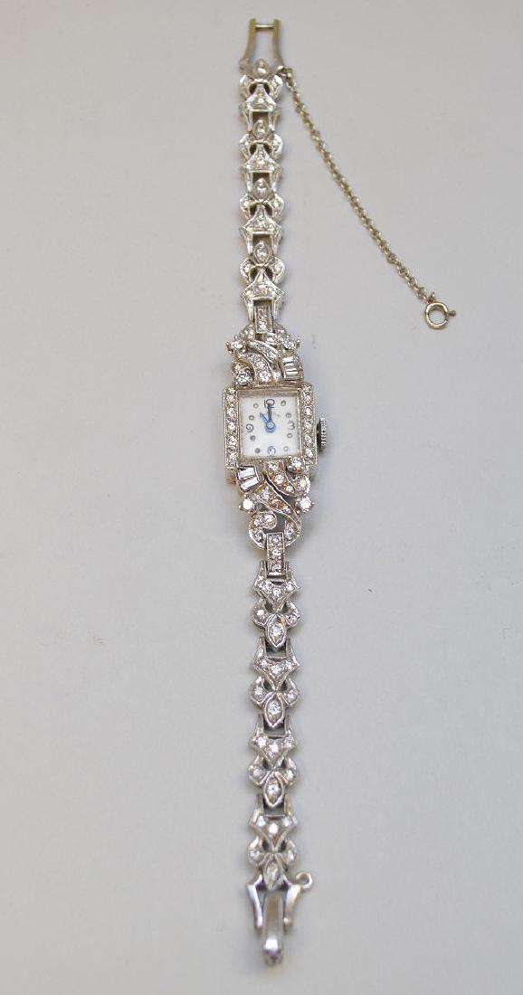 PLATINUM HAMILTON DIAMOND WATCH, contains 6 baguette (1 of 5)