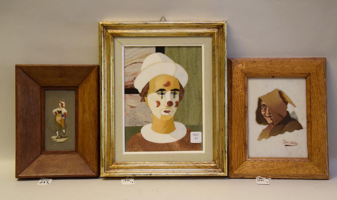 3 PIETRA DURA PLAQUES.  Woman Dancing 10" x 7" (1 of 5)