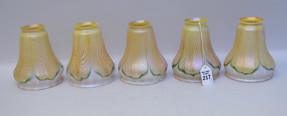 5 QUEZAL ART GLASS SHADES.  Condition: 4 shades have (1 of 7)