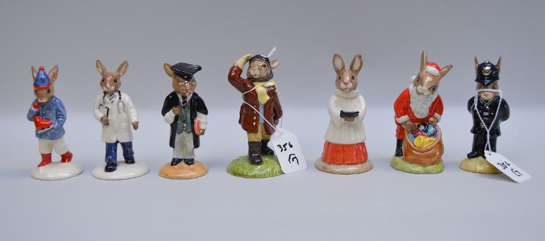 7 Royal Doulton Bunnykins, tallest 4 3/8"h (1 of 15)