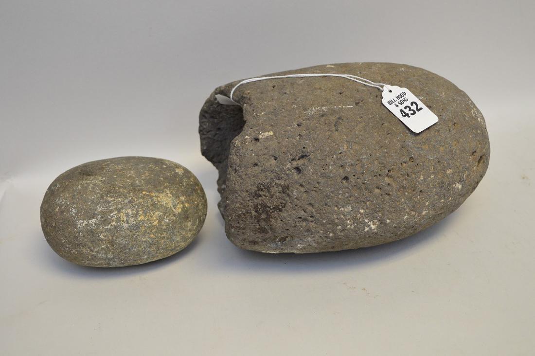 ANCIENT NATIVE AMERICAN NIPMUC GRINDING MORTAR & PESTLE (1 of 4)