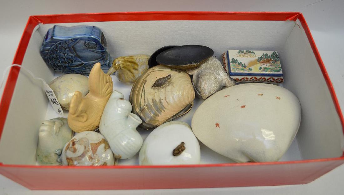 JAPANESE CERAMIC KOGO BOXES & WATER DROPPERS – Includes (1 of 4)