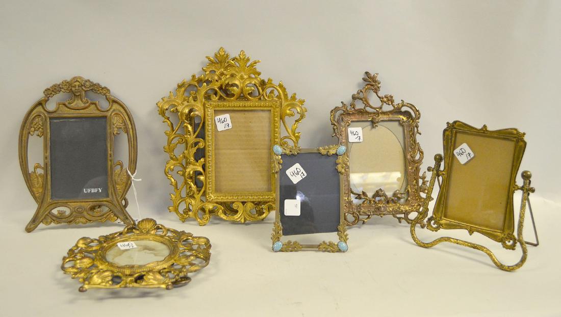 FIVE VINTAGE GILT BRONZE FRAMES - together with two (1 of 1)
