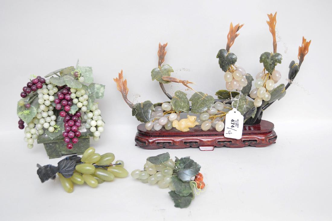 4 assorted jade and hardstone center pieces, (1) grapes (1 of 4)