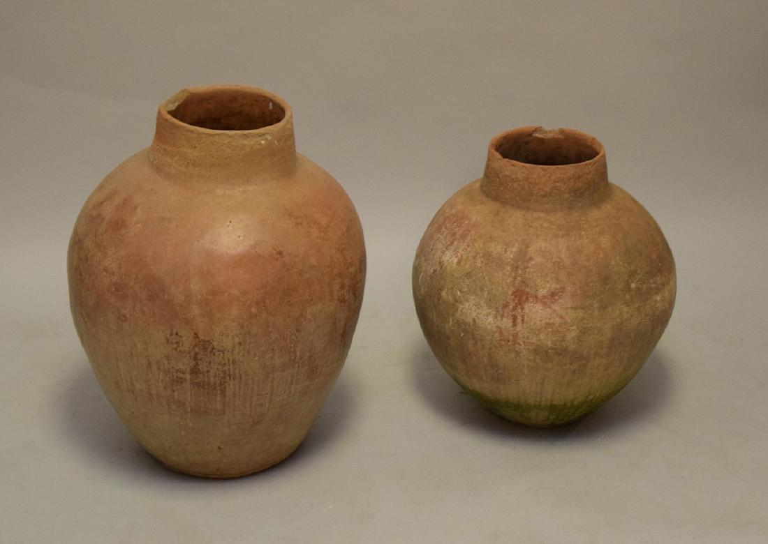 2 Terracotta jugs, 28"h & 22"h (roughage to rims) (1 of 2)