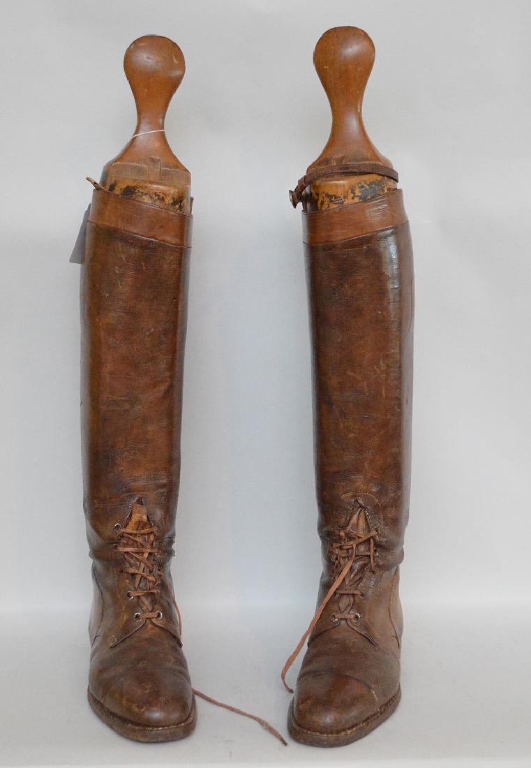 Pair turn of Century men's leather boots, 21"h (1 of 6)