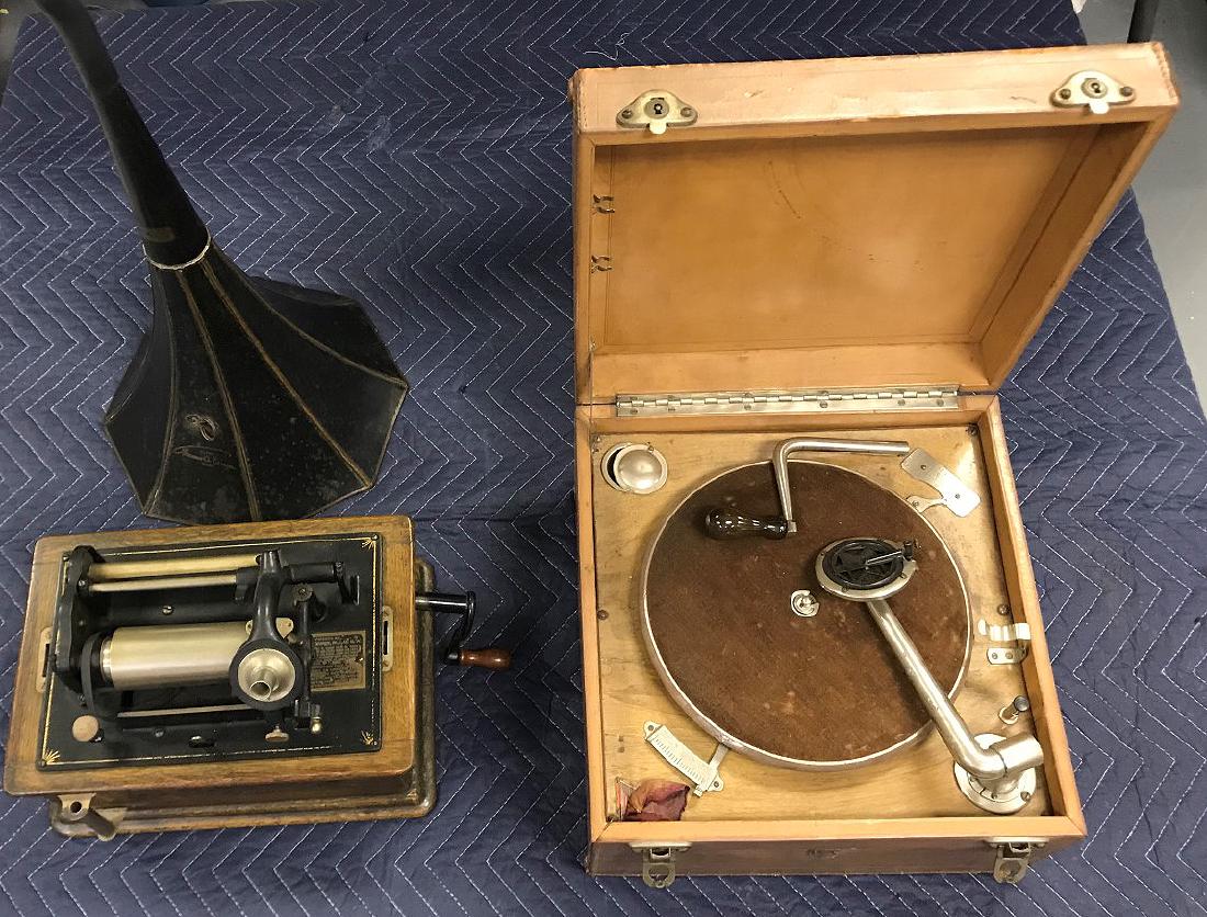 Thomas Edison Phonograph with black painted metal tube (1 of 4)