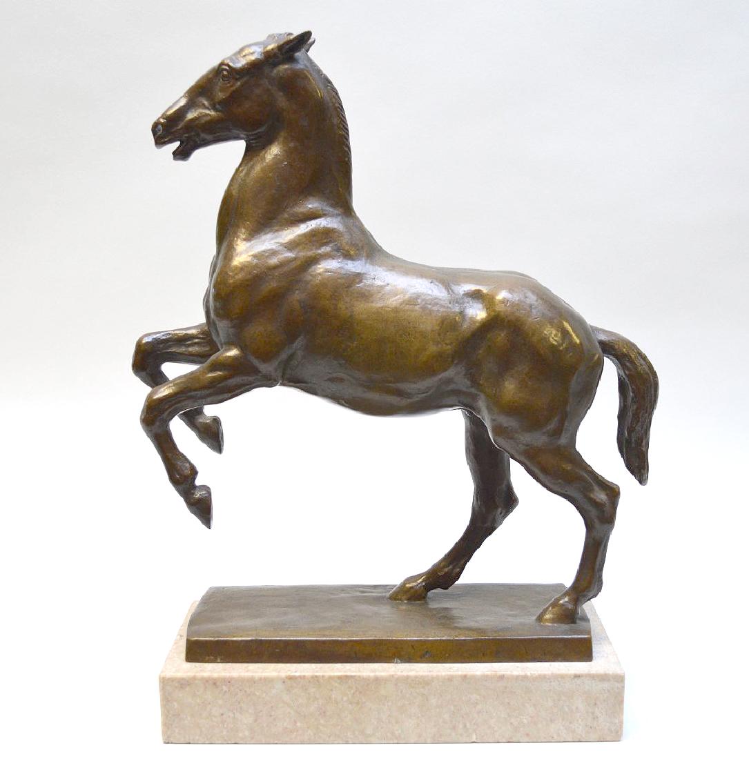 19th Century Bronze Horse mounted on a marble base. (1 of 6)