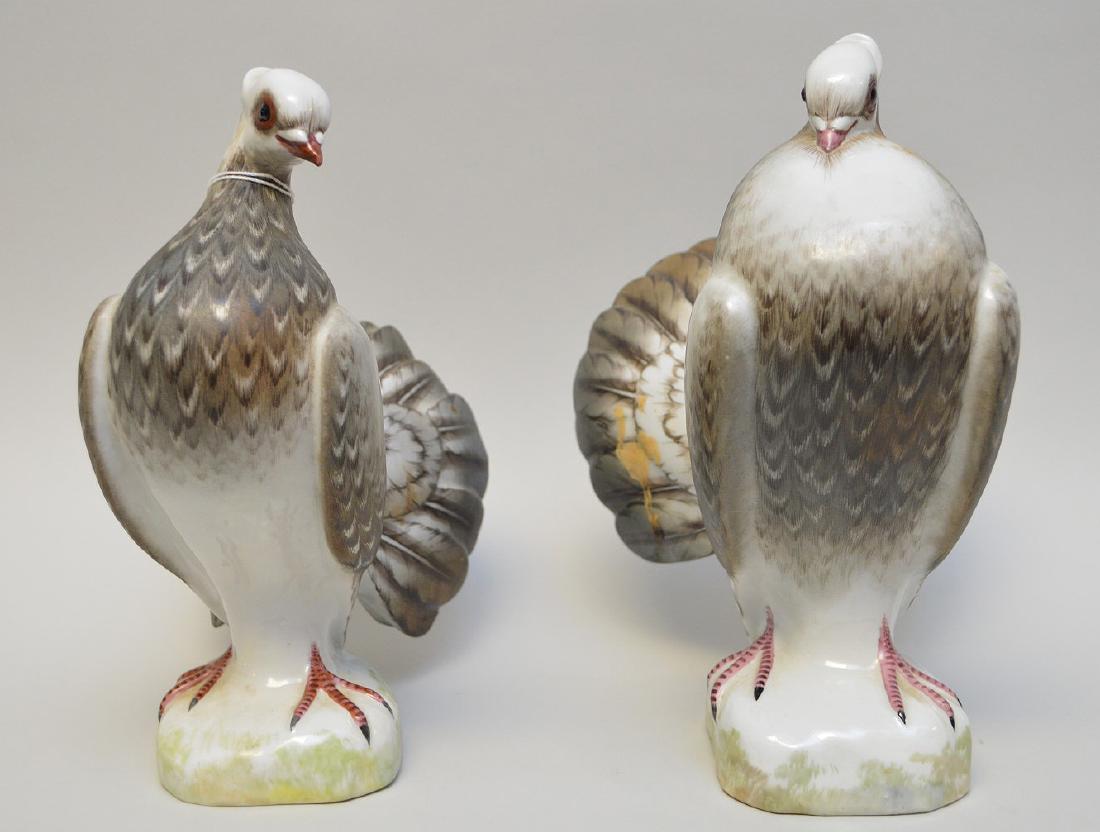 Pair porcelain puffy pigeons, Spain (9 1/2"h & 10"h): Pair porcelain puffy pigeons, Spain (9 1/2"h & 10"h)