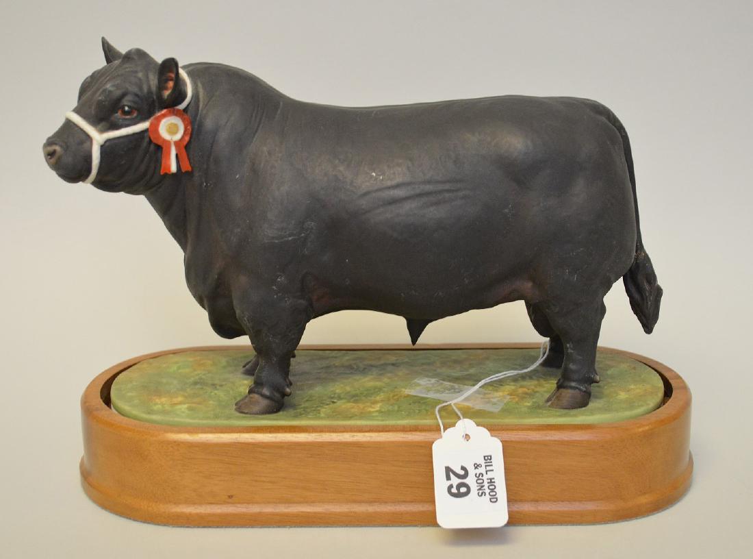 Royal Worcester, Bisque, Aberdeen Angus Bull modeled by: Royal Worcester, Bisque, Aberdeen Angus Bull modeled by Doris Lindner, 1961