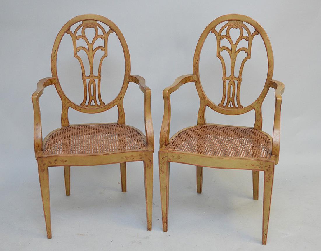 Pair painted vintage arm chairs with cane seats (gently (1 of 4)