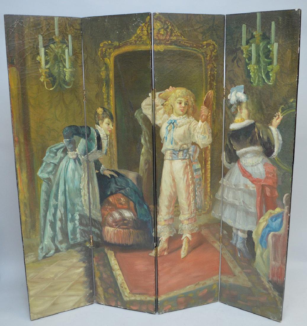 Hand painted 4 panel screen on board, French dressing (1 of 5)