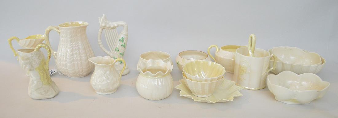 17 pcs. Of assorted Belleek, harp tallest (6 1/2"Hh) (1 of 3)