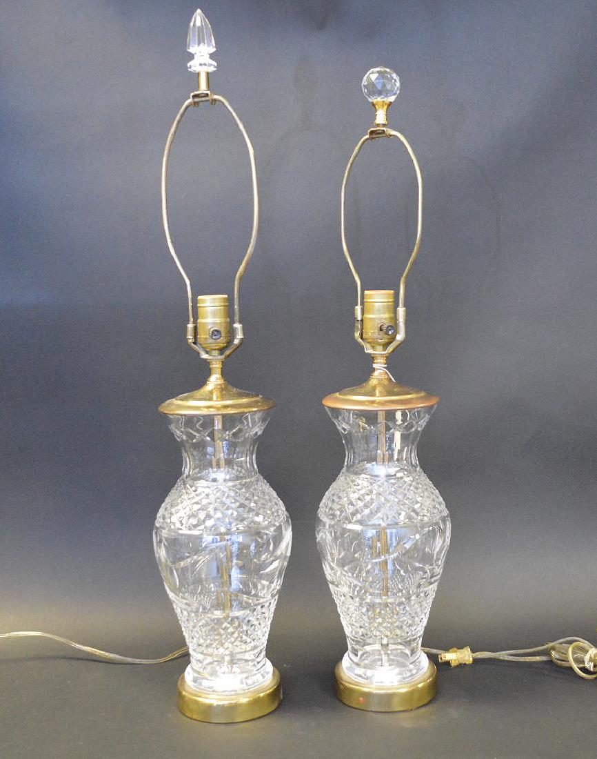 Pair of crystal lamps,  (probably Waterford) 26"h to (1 of 3)