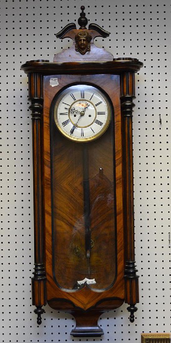 19th c. regulator clock with reeded column, face (1 of 3)