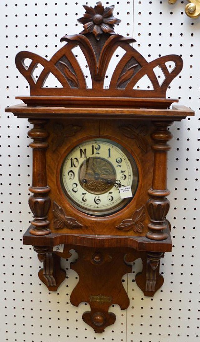 Carved wood wall clock, 34"h (1 of 7)