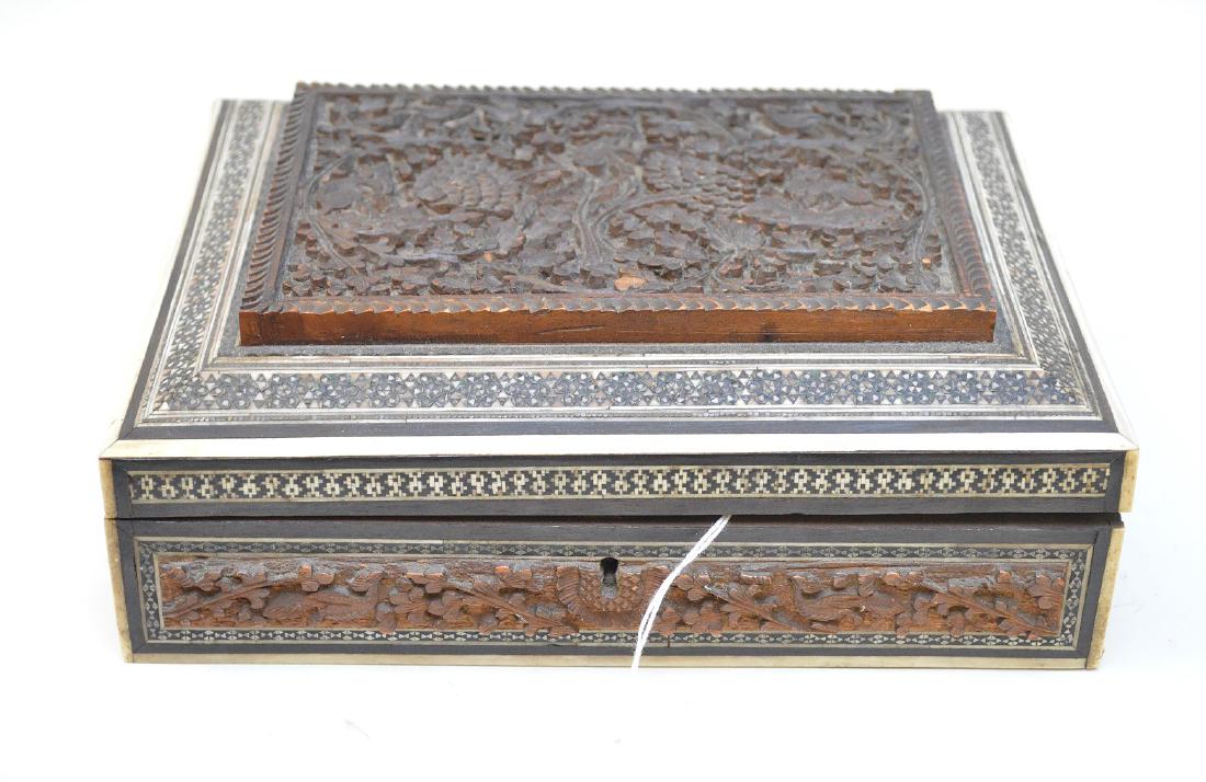 Anglo-Indian Carved Wood & Inlaid Box.  Condition: very (1 of 7)