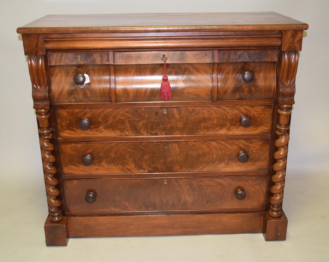 Mahogany 19th c. Scottish chest with turned spool (1 of 8)
