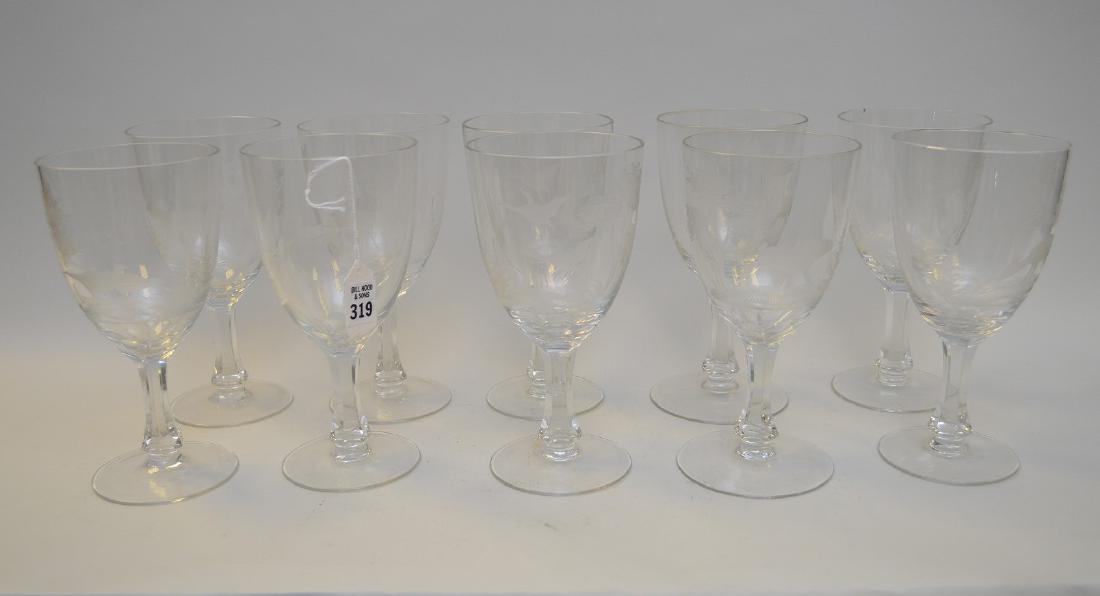 10 etched Woodland scene large stems, 8 1/2"h (one has (1 of 4)