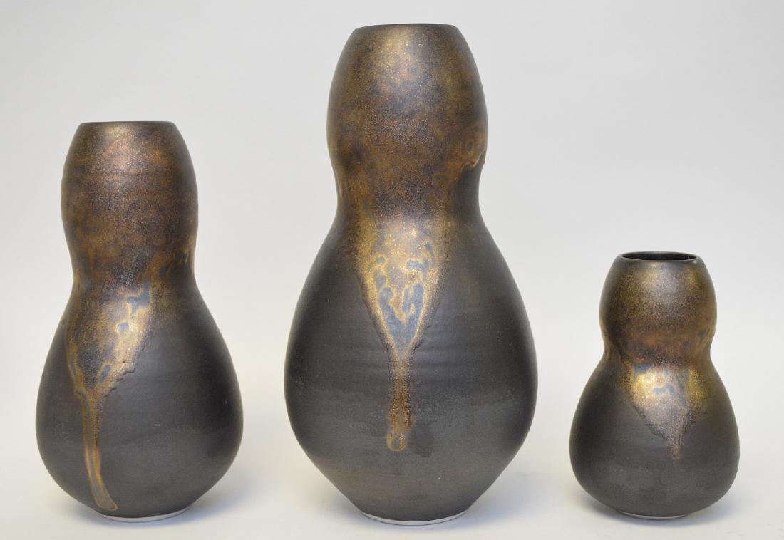 3 Art Studio pottery gourd shaped vases, Angela Fina (1 of 10)