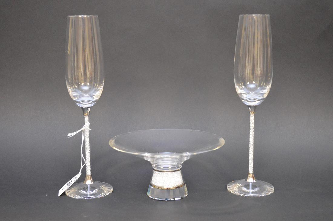 (3) pieces Swarski, Pair Champagne flutes (10 1/4"h) (1 of 7)