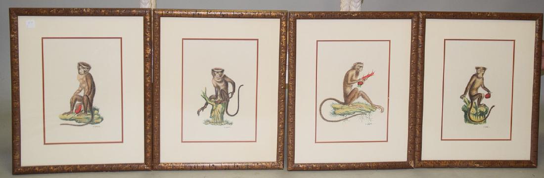 4 hand painted Monkey Pictures, Chelsea House, sight: 4 hand painted Monkey Pictures, Chelsea House, sight size 13-1/2 x 9-1/2 inches each